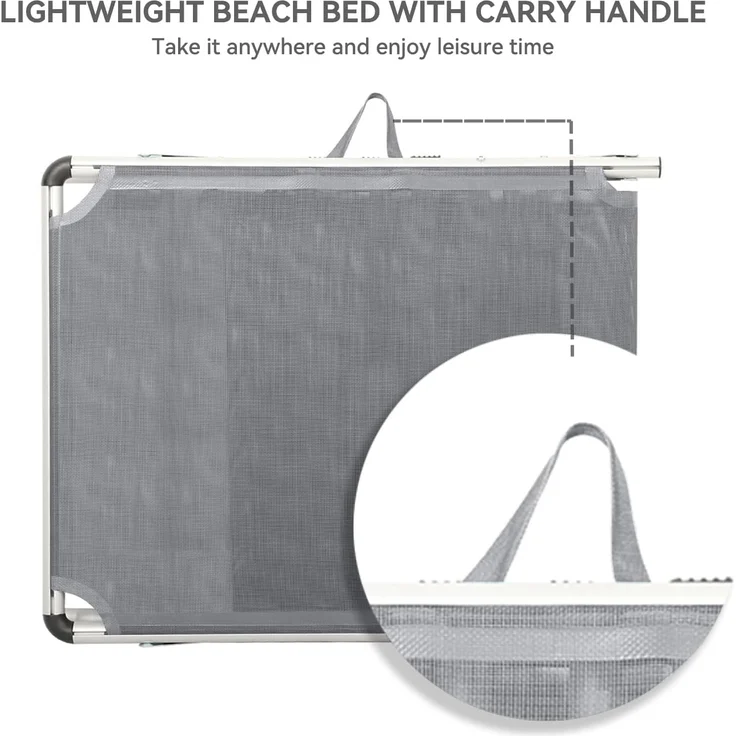 HOMECALL Gartenliege Leicht Sonnenliege Klappbar Alu Liegestuhl Strandliege, 1-tlg, 5 fach Verstellbare Rückenlehne, Sonnenschutzdach, bis 136KG – Bild 7