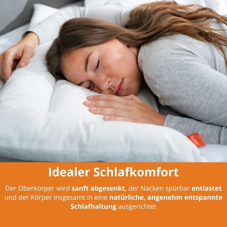sleepling Bauchschläferkissen Kopfkissen für Bauchschläfer, Füllung: Polyester, Bauchschläfer, extra flach (2,5 cm), wirbelsäulenschonend, orthopädisch – Bild 4