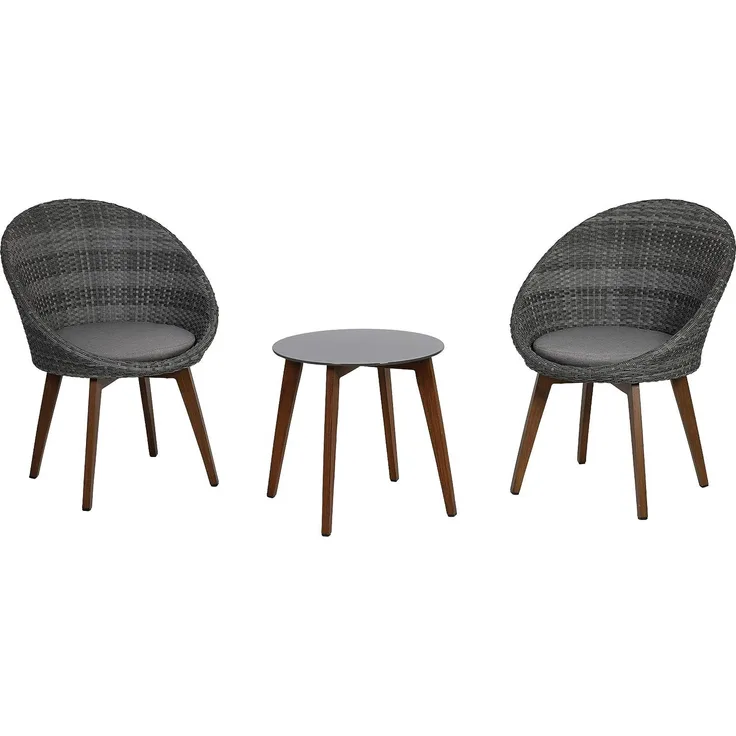Greemotion Auckland - Anthrazit - Braun - Aluminium - Glas - Polyester - Polyethylen - 2 Sitz(e) - 50 cm - 50 cm - 50 cm