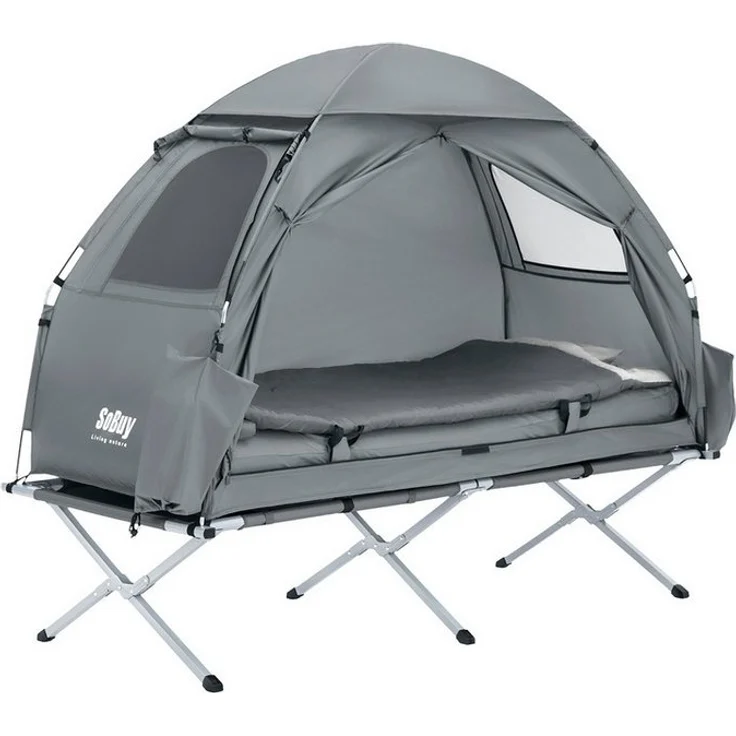 SoBuy Feldbett OGS32 Campingzelt 4in1-Zelt mit Campingliege Schlafsack Luftmatratze – Bild 1