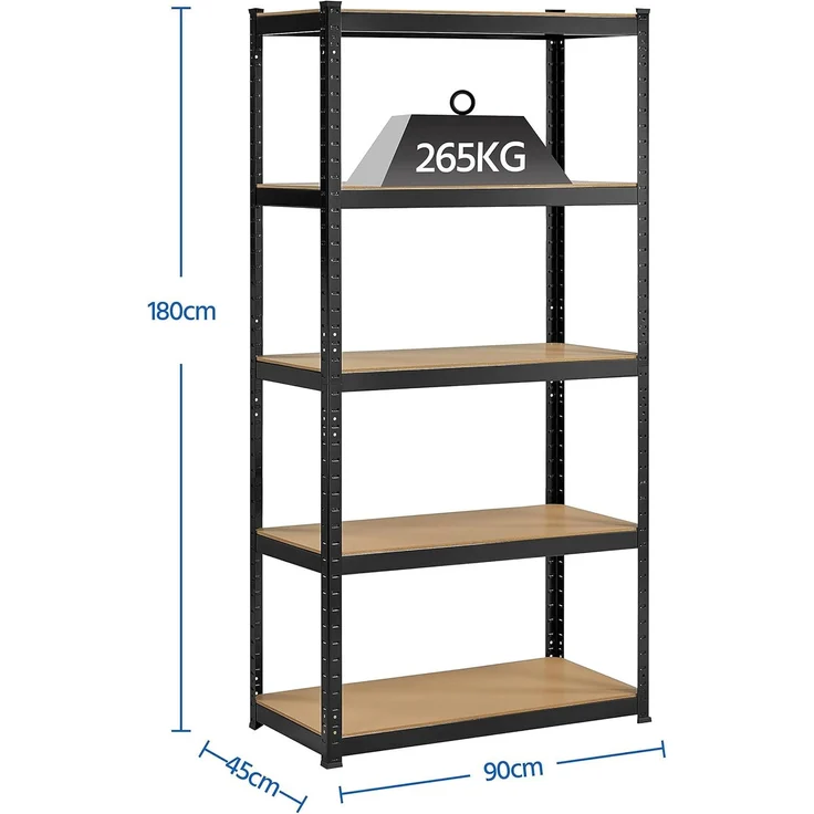 Yaheetech Lagerregal Stehende Regaleinheiten Kellerregal Standregal mit 5 Höhenverstellbaren Böden für Keller Lager Garage, 90×45×180cm, 1325 kg Last – Bild 3