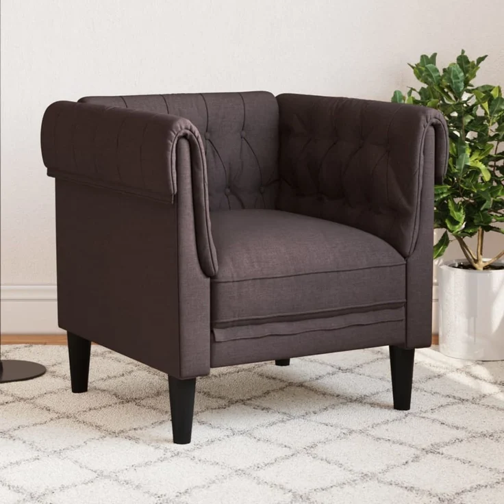 vidaXL Chesterfield-Sessel Dunkelbraun Stoff 372541 – Bild 1