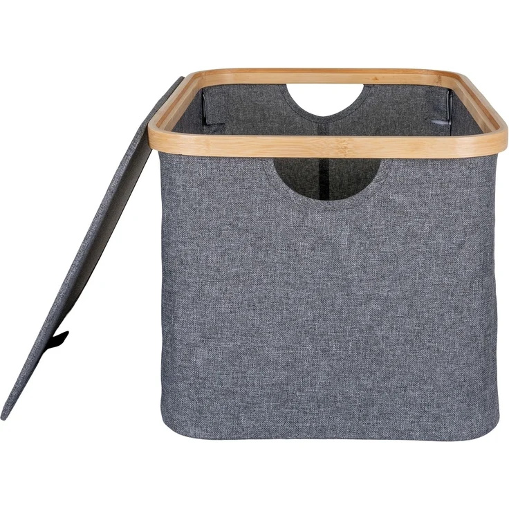 Allzweckkorb >Noto< in Dunkelgrau, Bambus, Polyester - 30x25x45cm (BxHxT) – Bild 3