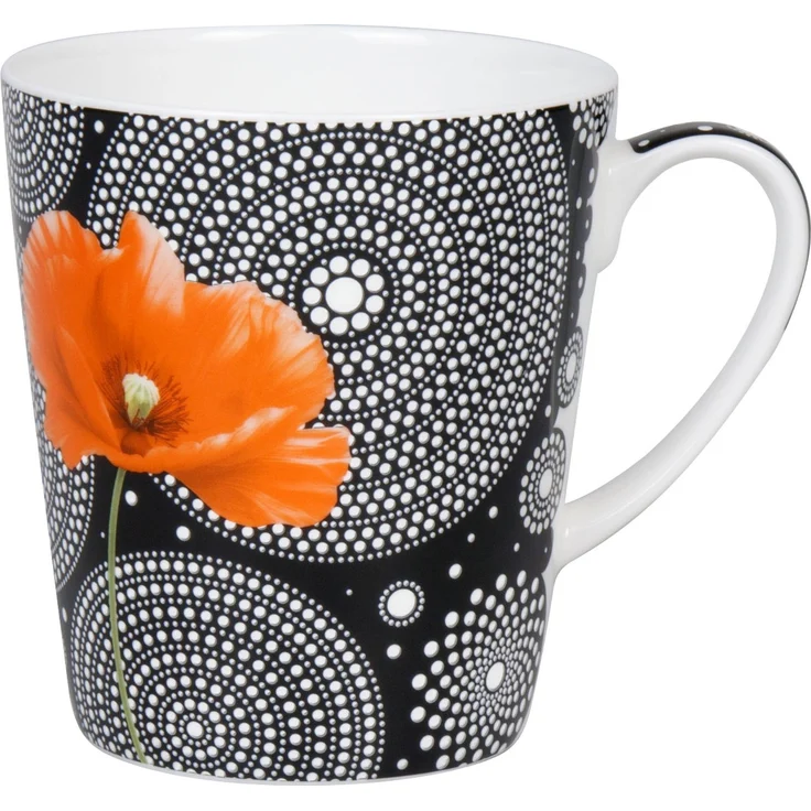 KÖNITZ 1152553055 Becher Wunderbar MOHN AUF SCHWARZ im Geschenkkarton - 600 ml aus Bone China Porzellan – Bild 3
