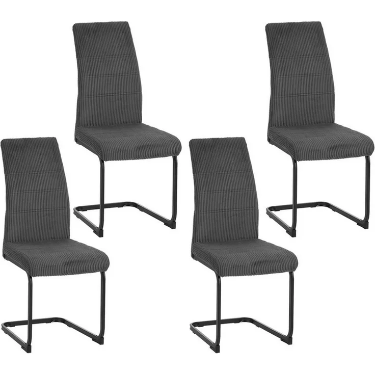 HTI-Living Esszimmerstuhl Schwingstuhl SallyP Cordstoff Grau (Set, 4 St), Esszimmerstuhl mit schwarzem Metall-Kufengestell