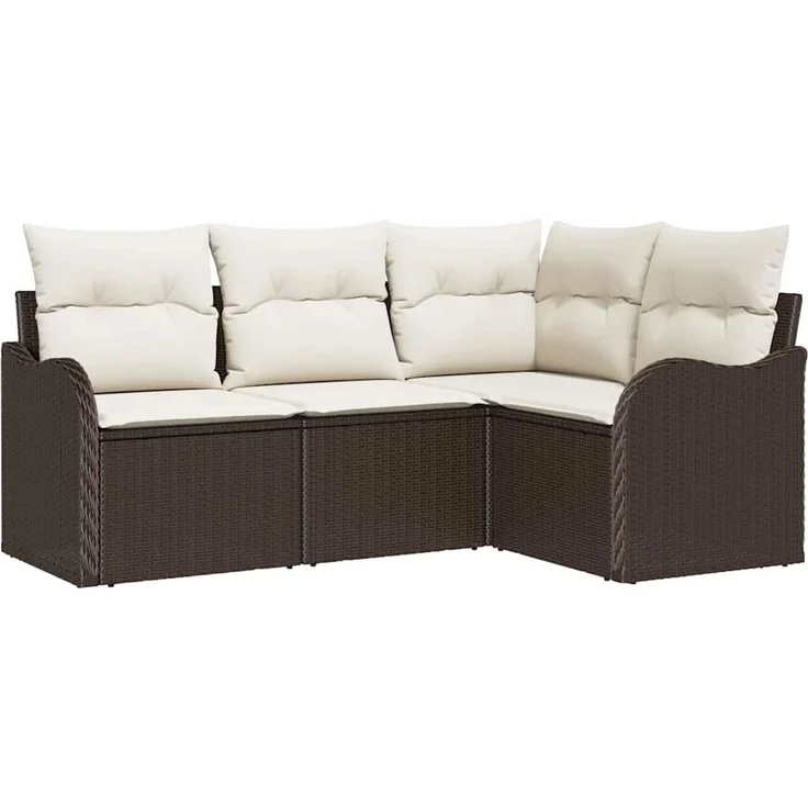 vidaXL Gartensofa-set mit Speicher 4 pcs Braun Poly-Rattan 3354347 – Bild 1