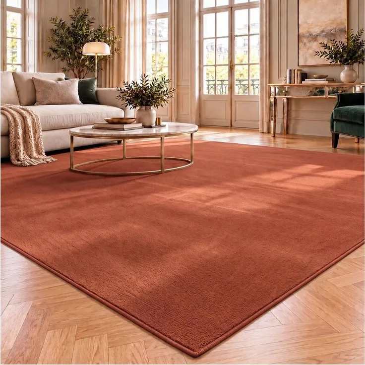 Vimoda Teppich Cozy Kurzflor Teppich – Angenehm warm & weich, waschbar & rutschfest, Rechteck, Höhe: 10 mm, Fellteppich Uni, Wohnzimmer, Schlafzimmer, kinderzimmer