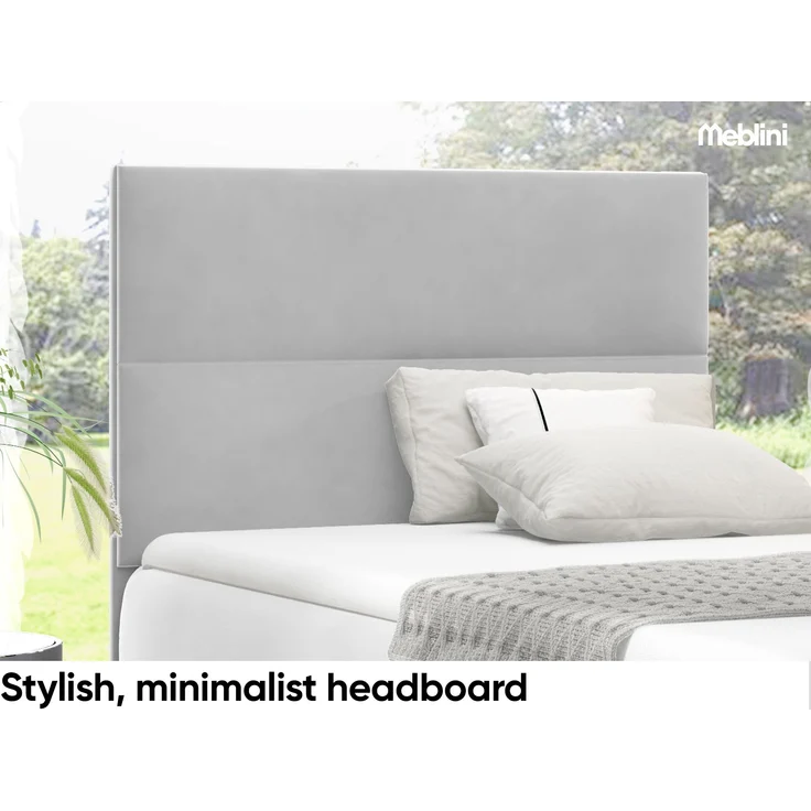 MEBLINI Kinderbett mit Bettkasten MINO 1 100x200 Rechts – H3/Hellgrau Samt Gepolstert Einzelbett mit Matratze - Polsterbett mit Stauraum - Bett mit Kopfteil – Stauraumbett – Bild 3