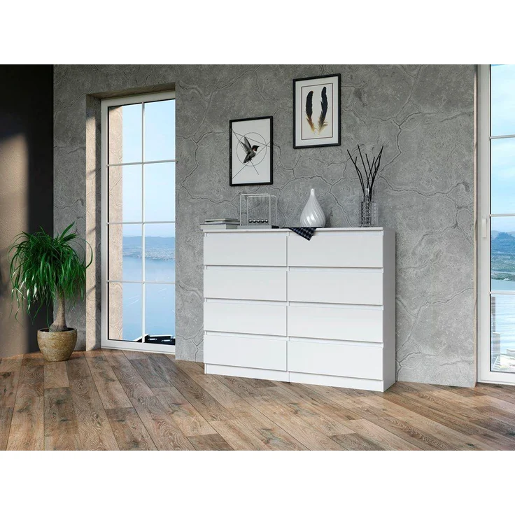 ibonto HOCHKOMMODE Weiss 40x120x97cm (H 120 x T 40 x B 120 cm) – Bild 2