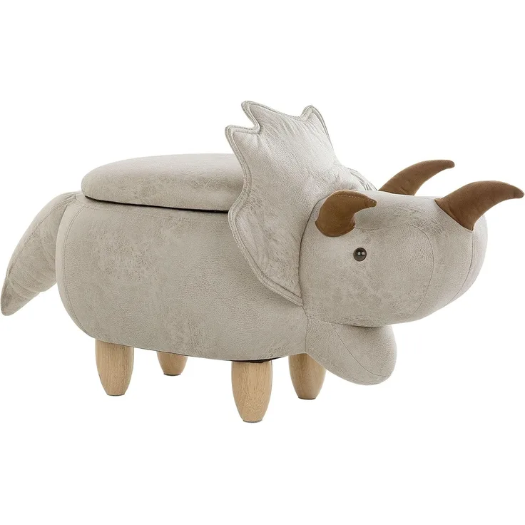 Beliani Animal pouffe with storage gray TRICERATOPS