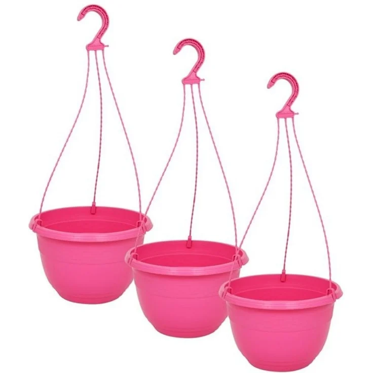 Heimwerkercenter Blumentopf MePla - 3 Stück Ampel ORION - UV-beständiger Blumenampel ø25cm - Pink – Bild 4