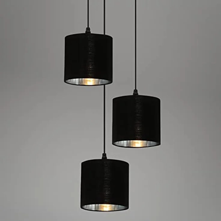 Briloner Pendelleuchte LURI, antik-silber mit Stoff-Schirmen, 3xE14, exklusive Leuchtmittel, IP20, handgefertigt – Bild 4