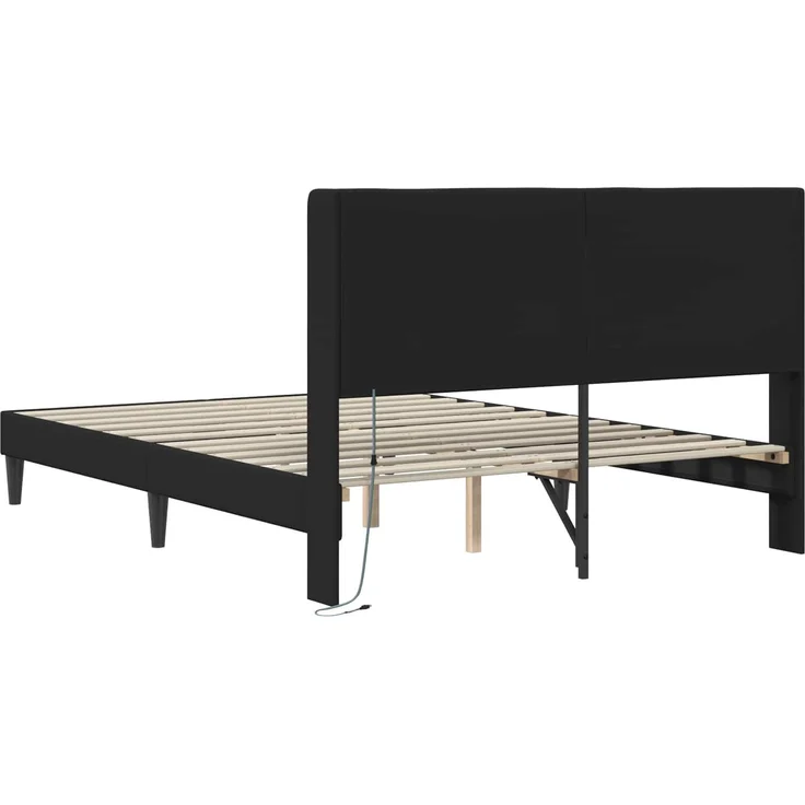 vidaXL Bettrahmen mit LED-Lichtleisten Schwarz 120x190 cm Kunstleder 42027973 – Bild 8