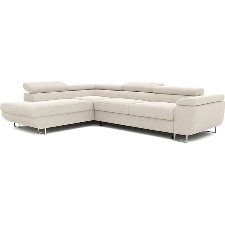 Idohome Ecksofa mit Schlaffunktion und Bettkasten Ausführung links, Beige, 274x203 cm – Bild 1