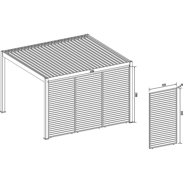 Weide Horizontale Lamellenwand für Weide Pergola | drehbare Lamellen | aus Aluminium | Weiß – Bild 7