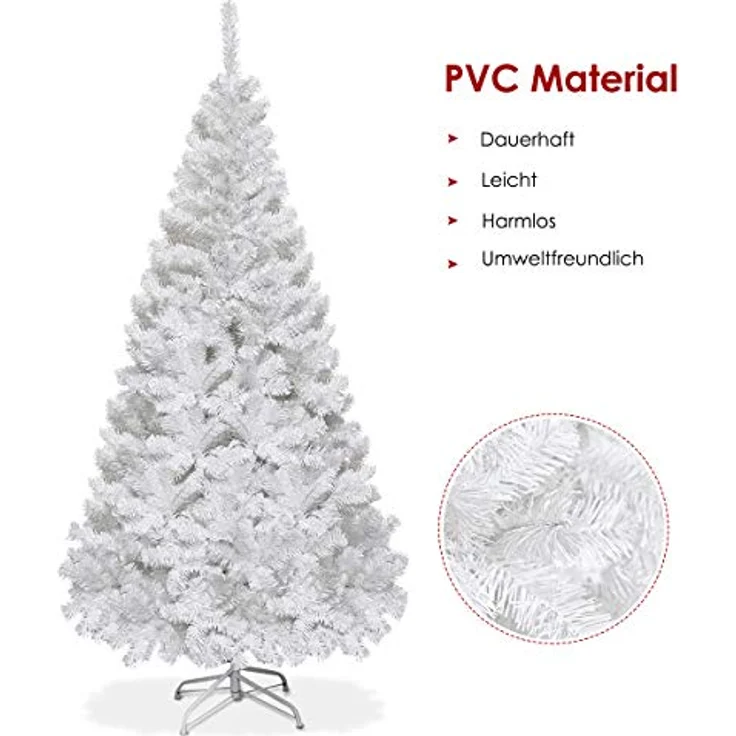COSTWAY Künstlicher Weihnachtsbaum, 210cm, 950 PVC Nadeln, mit Metallständer – Bild 9