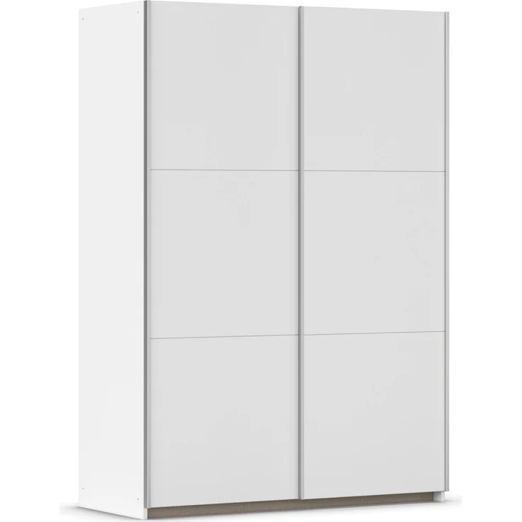 rauch Kleiderschrank Sejo, Schwebetürenschrank, Schiebetürenschrank, 2-türig, mit 2 Kleiderstangen und 2 Einlegeböden, Farbe Weiß, Griffleiste Alu, klein, platzsparend, 131x191x59cm – Bild 3