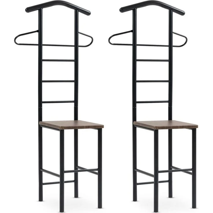 CARO-Möbel Herrendiener JIVO, Herrendiener mit ablage aus Metall und MDF modern-schwarz/braun – Bild 2