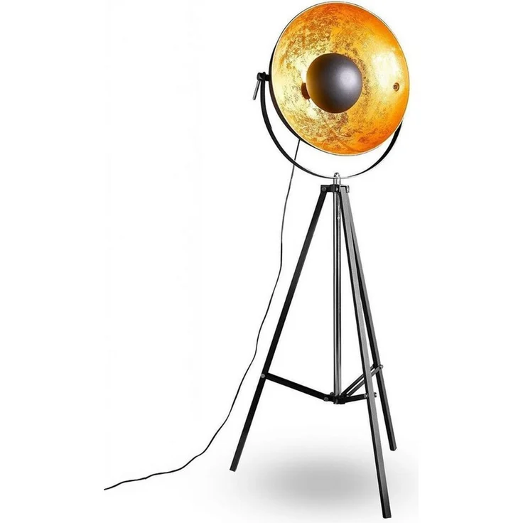 casa NOVA Stehlampe FAME, Goldgelb, Schwarz, Metall, Verstellbar, ohne Leuchtmittel, B 51 x H 164 x T 51 cm – Bild 3