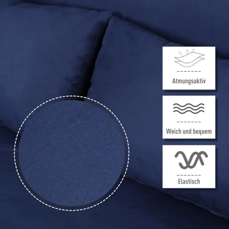 HOMCOM Schlafsofa 2er-Sofa mit Schlaffunktion, Verstellbarer Rückenlehne, Kissen, Couch 1 Teile, für Wohnzimmer, Schlafzimmer, Blau – Bild 8