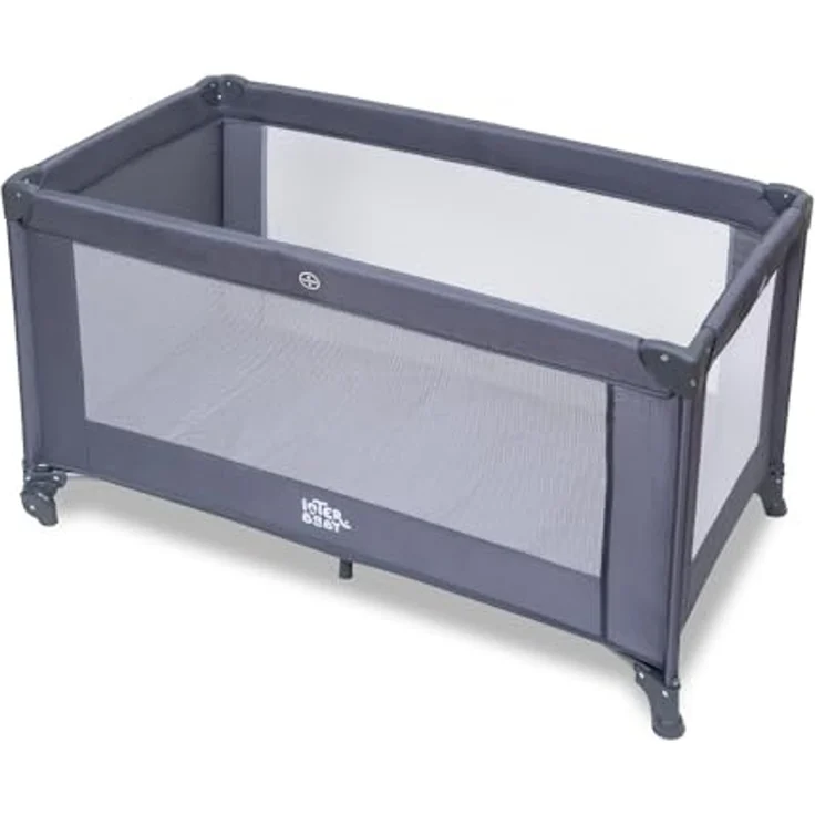 Interbaby Reisebett Baby klappbar mit Rollen 120x60 cm – Baby Reisebett mit Transporttasche, leicht faltbar, Kinderreisebett & Laufstall, Reisegitterbett bis 15 kg (Grau) – Bild 4