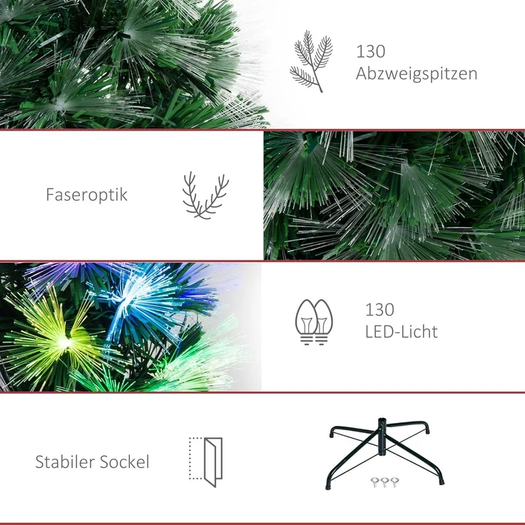 HOMCOM Künstlicher Weihnachtsbaum Christbaum, Kunsttanne, 66x120 cm, grün – Bild 8