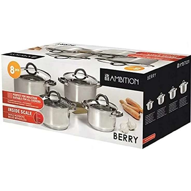 Ambition Beere Set mit 4 Edelstahltöpfen mit Deckel – Bild 1
