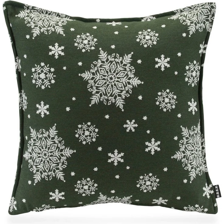 H.O.C.K. Dekokissen Snow Flakes, Schneeflocke, traditionell, bestickte Schneeflocken, inkl. Füllung – Bild 1