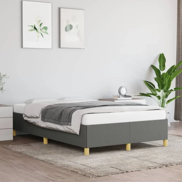 vidaXL Bettgestell ohne Matratze Dunkelgrau 120x190 cm Stoff 3269639 – Bild 9