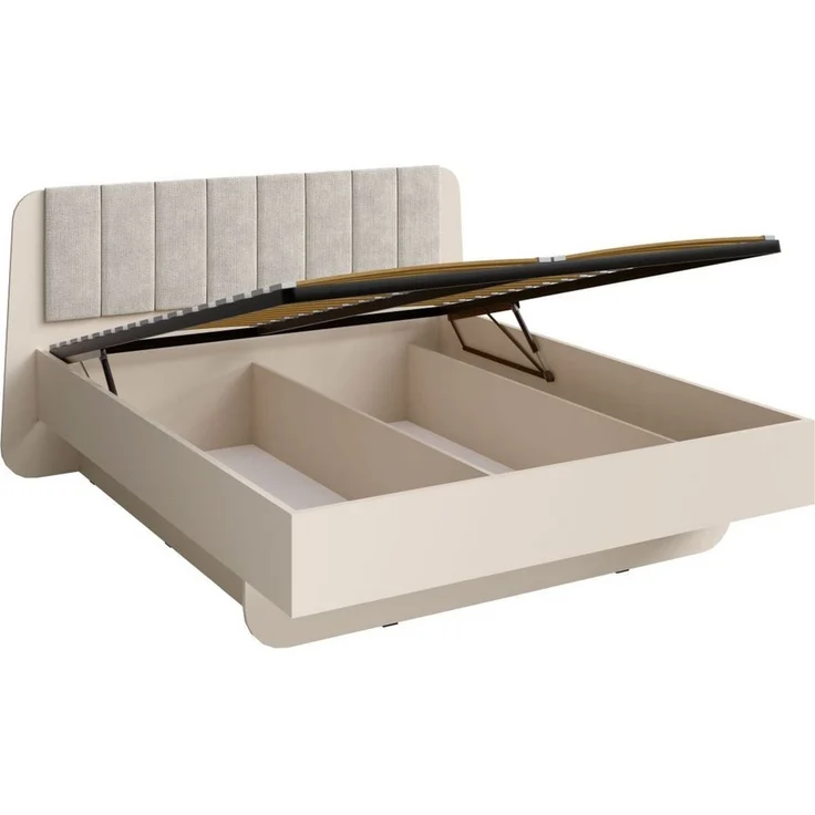 Lukas Möbel Komplettschlafzimmer Designer Schlafzimmer Komplett Lorenz in Beige, Bett mit Bettkasten und Lattenrost, Schrank mit Spiegel – Bild 4
