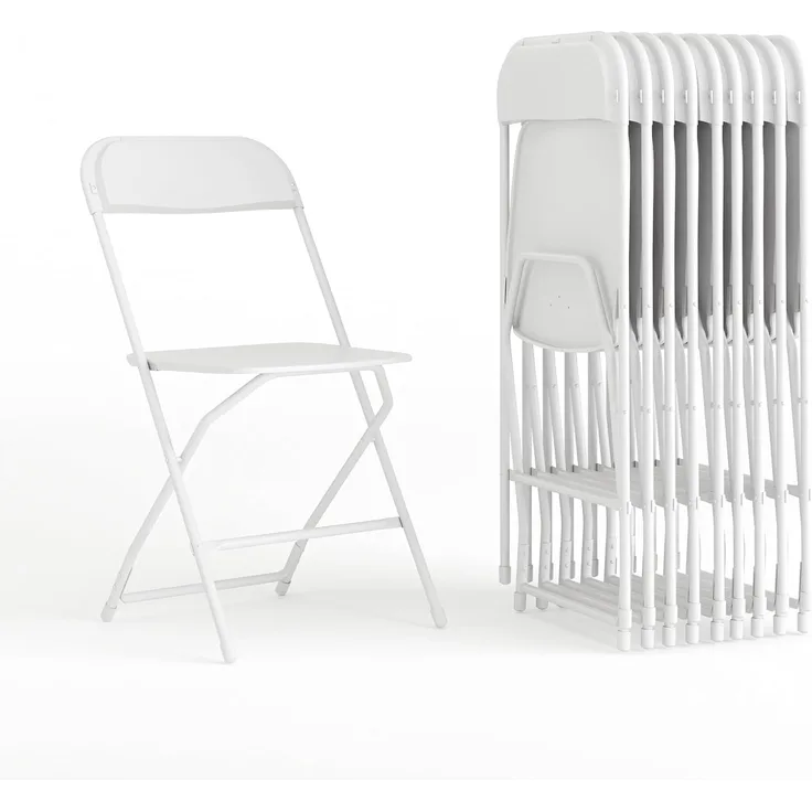 Flash Furniture Klappstuhl HERCULES aus Kunststoff – Leichter Stuhl zum Klappen für Gäste oder Veranstaltungen – Praktischer Küchenstuhl auch für draußen geeignet – 10er-Set – Weiß