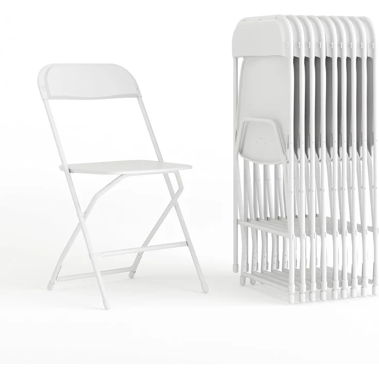 Flash Furniture Klappstuhl HERCULES aus Kunststoff – Leichter Stuhl zum Klappen für Gäste oder Veranstaltungen – Praktischer Küchenstuhl auch für draußen geeignet – 10er-Set – Weiß – Bild 1