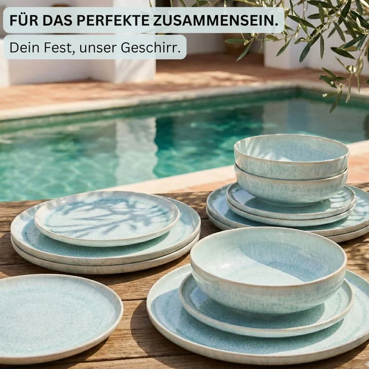 SÄNGER Steingut Geschirrset Paros, Kombiservice 16 teilig für 4 Personen – Bild 8
