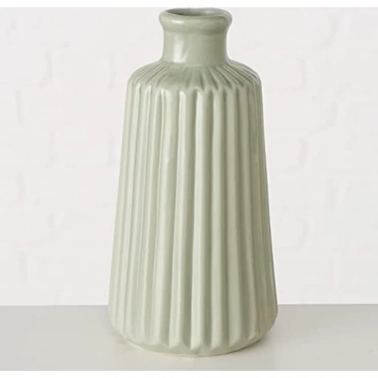 Boltze Vase Esko, Blumenvase mit mattem Finish in Grün, Porzellan, ca. 17 x 8,5 cm, skandinavisches Design – Bild 4