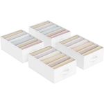 SONGMICS Kleiderschrank-Organizer 4er Set, Aufbewahrungsbox 6 Fächer, Schubladen-Ordnungssystem, Ordnungsboxen faltbar, 42 x 30 x 17 cm, für Hosen, Kleidung, wolkenweiß RUSDE009W04
