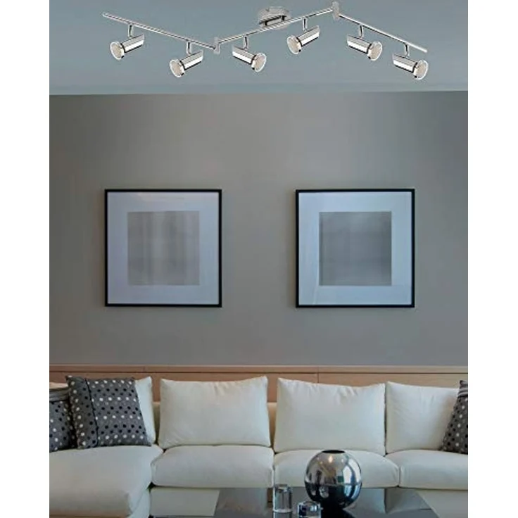 TRANGO LED Deckenspots, 6-flammig 2000-068-5W LED Wohnzimmer Lampe MIA in Chrom-Optik inkl. 6x 5 Watt GU10 LED Leuchtmittel, Deckenlampe, Deckenstrahler, Deckenleuchte, Schlafzimmer Leuchte schwenkbar und drehbar – Bild 5