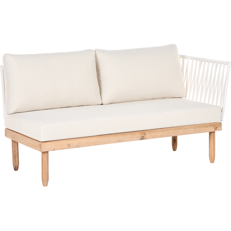 Lounge Set mit Tisch 4-Sitzer CREMONA Akazienholz rechtsseitig Weiß – Bild 7