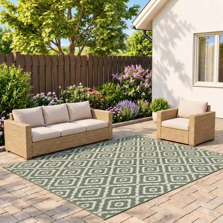 vidaXL Bereichsteppich OLITE Natürlich und Grün 160 x 230 cm PET 42043800