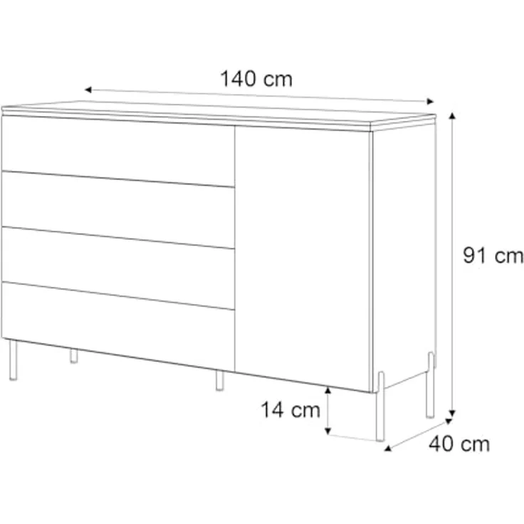 Lookway Kommode AURORA 4S1D Anrichte in KASCHMIR Schubladenschrank – Bild 3