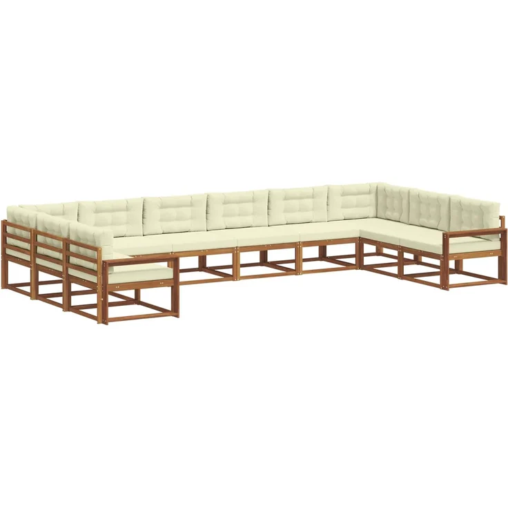 vidaXL Outdoor-Sofagarnitur 10 stk. 10-Sitzer Natur und Creme 3368243 – Bild 2