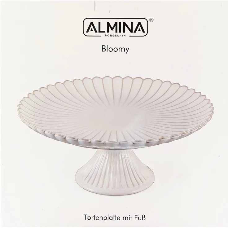Bloomy Servierplatte ø33 cm, mit Fuß & floraler Struktur - elegant & vielseitig – Bild 5