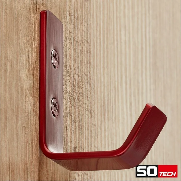 SO-TECH® Kleiderhaken Wandhaken, aus Edelstahl, 60 x 20 x 45 mm, (5-St), kleiner Jackenhaken mit abgerundeten Kanten bordeauxrot – Bild 3