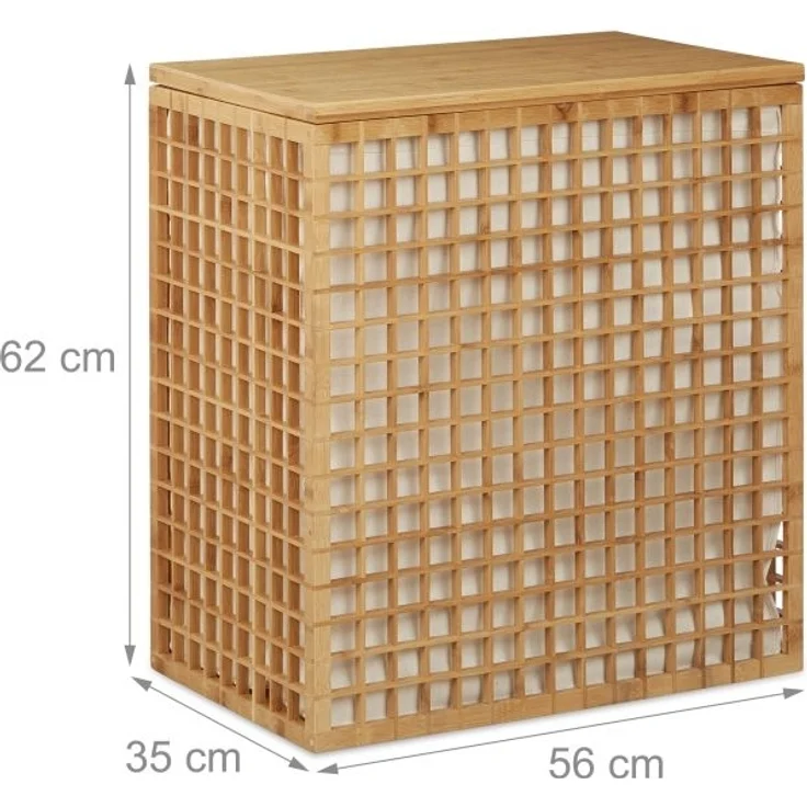 Bambus Wäschesammler mit 2 Fächern – Bild 4