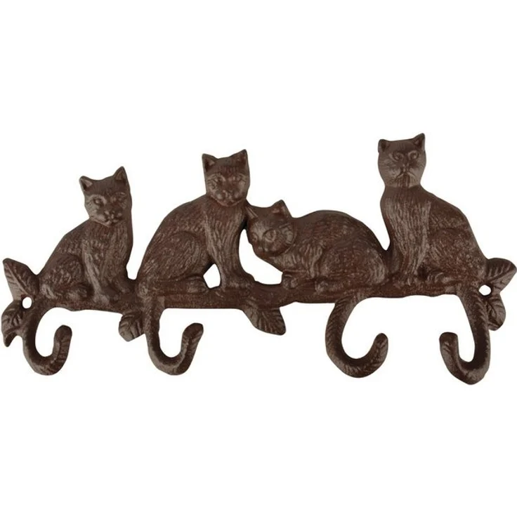 4er Wandhaken "Katzen" aus Gusseisen – Bild 2