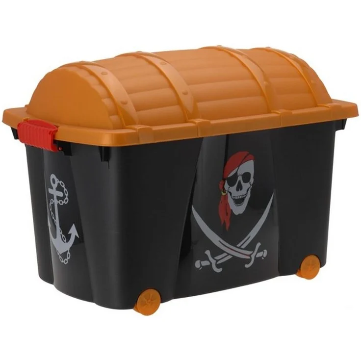 Spetebo Spielzeugtruhe Kinder Rollbox PIRAT mit Deckel 57 Liter (Set, 1 St, Box mit Deckel), Kinderzimmer, Aufbewahrung, Rollbox, kinderleicht verschließen – Bild 2