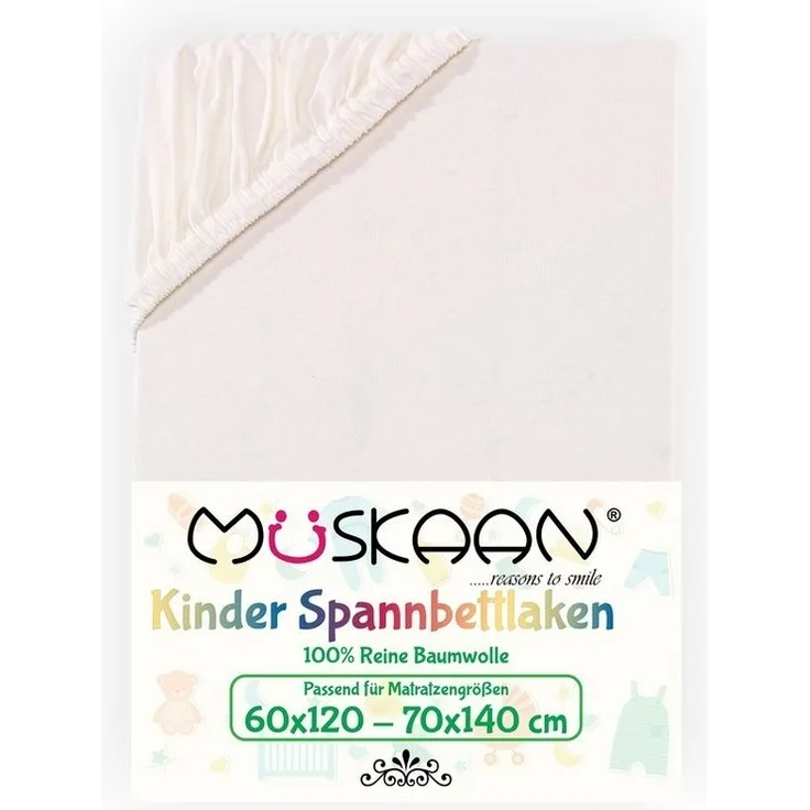 Müskaan Spannbettlaken Kinder Spannbetttuch 60x120 - 70x140 cm Bettlaken Tuch 100% Baumwolle, Jersey, Gummizug: Rundumgummizug, Matratzen Bezug bis 12cm Matratzenhöhe