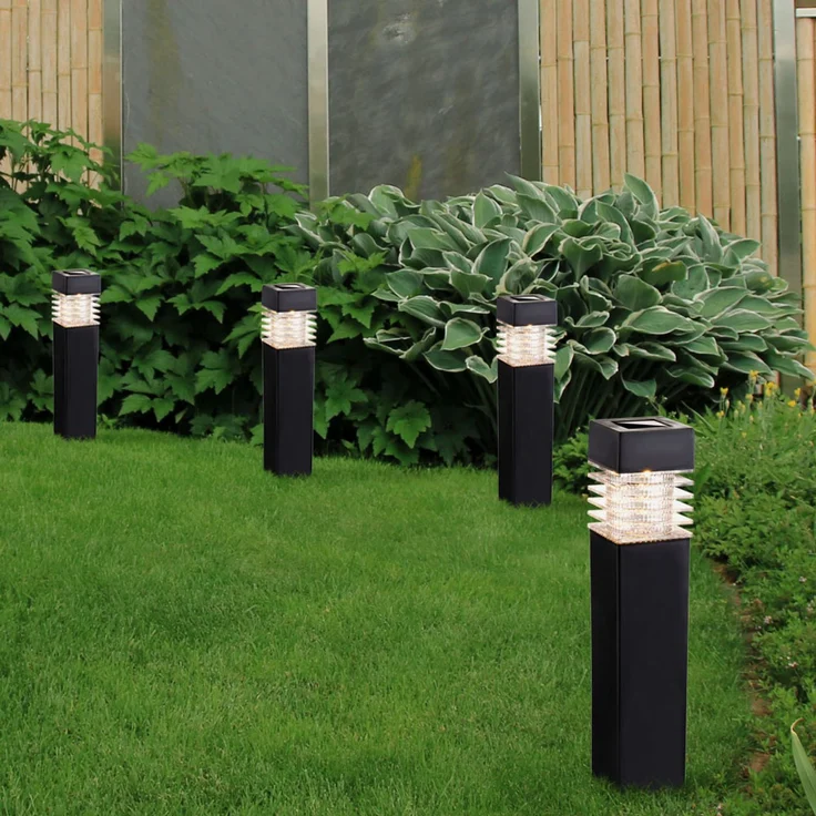 LED Solarlampen, IP44, grau, H 38,5cm, 4er Set – Bild 9