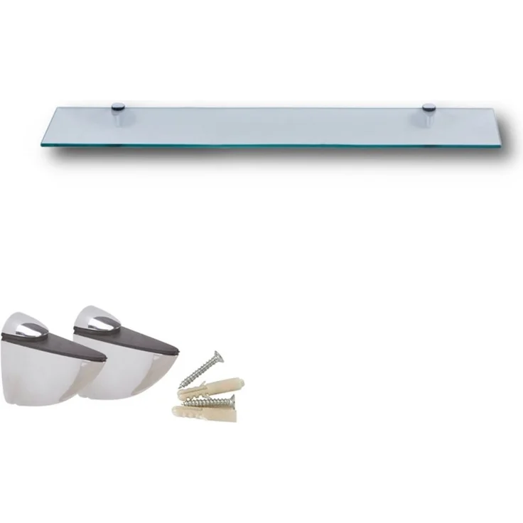 HOOZ Wandregal aus Sicherheitsglas mit Halterung - Klarglas - 60 x 13 x 0,6 cm, 1-tlg, mit geschliffenen Kanten – Bild 5