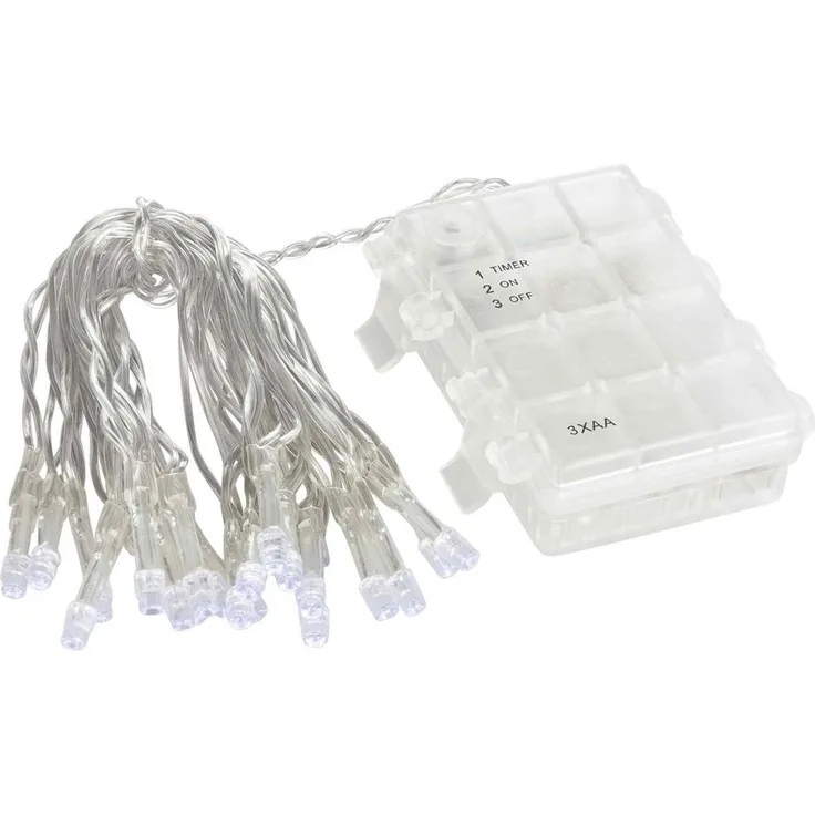2x 20er LED Outdoor Lichterkette Set Batteriekette Weihnachten Beleuchtung Deko weiß