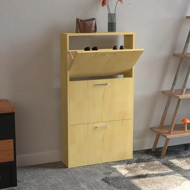 MID.YOU Schuhschrank Sulos, Honigeiche, Kunststoff, stehend, 50x108x17 cm, Schuhaufbewahrung – Bild 2